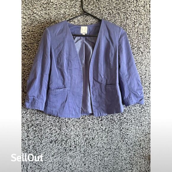 Halogen Women's Blazer Jacket 8P Petite Deep Purple 3/4 Sleeve - Picture 2 of 6